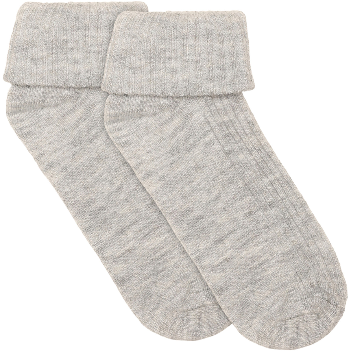 Minymo Light Grey Melange Baby 2X2 Rib Ull Strumpor 2-Pack