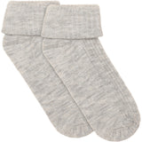 Minymo Light Grey Melange Baby 2X2 Rib Ull Strumpor 2-Pack