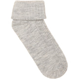 Minymo Light Grey Melange Baby 2X2 Rib Ull Strumpor 2-Pack