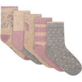 Minymo Elderberry Strumpor M/ Pattern (5-Pack)
