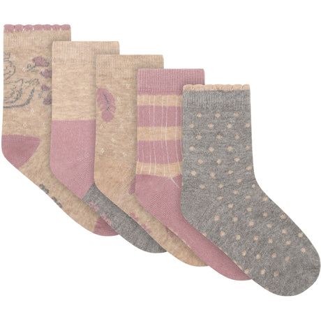Minymo Elderberry Strumpor M/ Pattern (5-Pack)