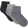 Minymo Blau Gray Baby 2X2 Rib Strumpo (3-Pack)