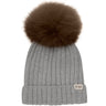 Huttelihut Medium Grey Melerad mössa Stickad W. Alpacka Pompom