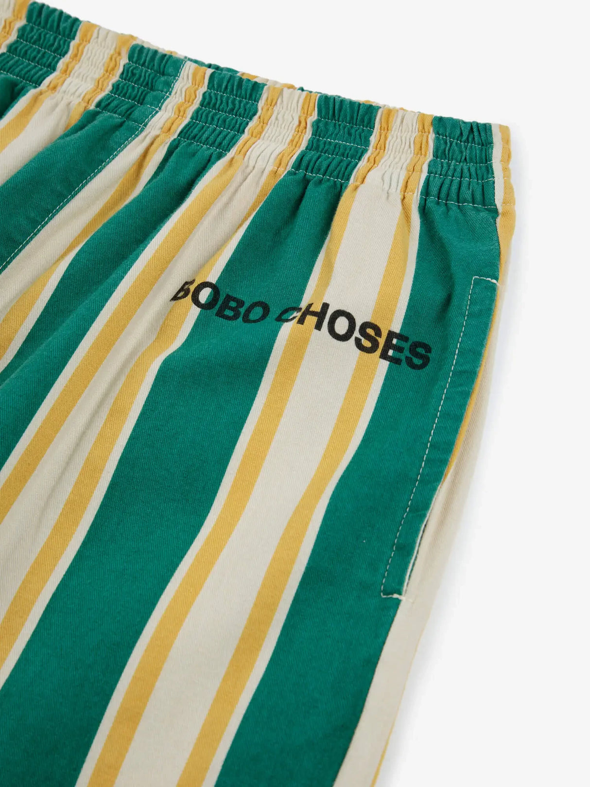 Bobo Choses Dark Green Stripes Straight Byxor