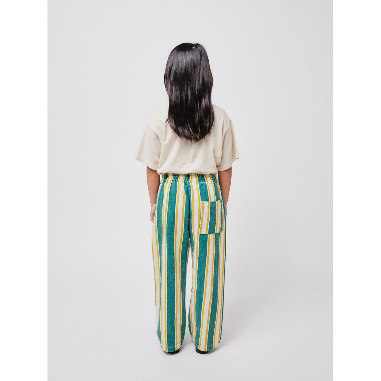 Bobo Choses Dark Green Stripes Straight Byxor