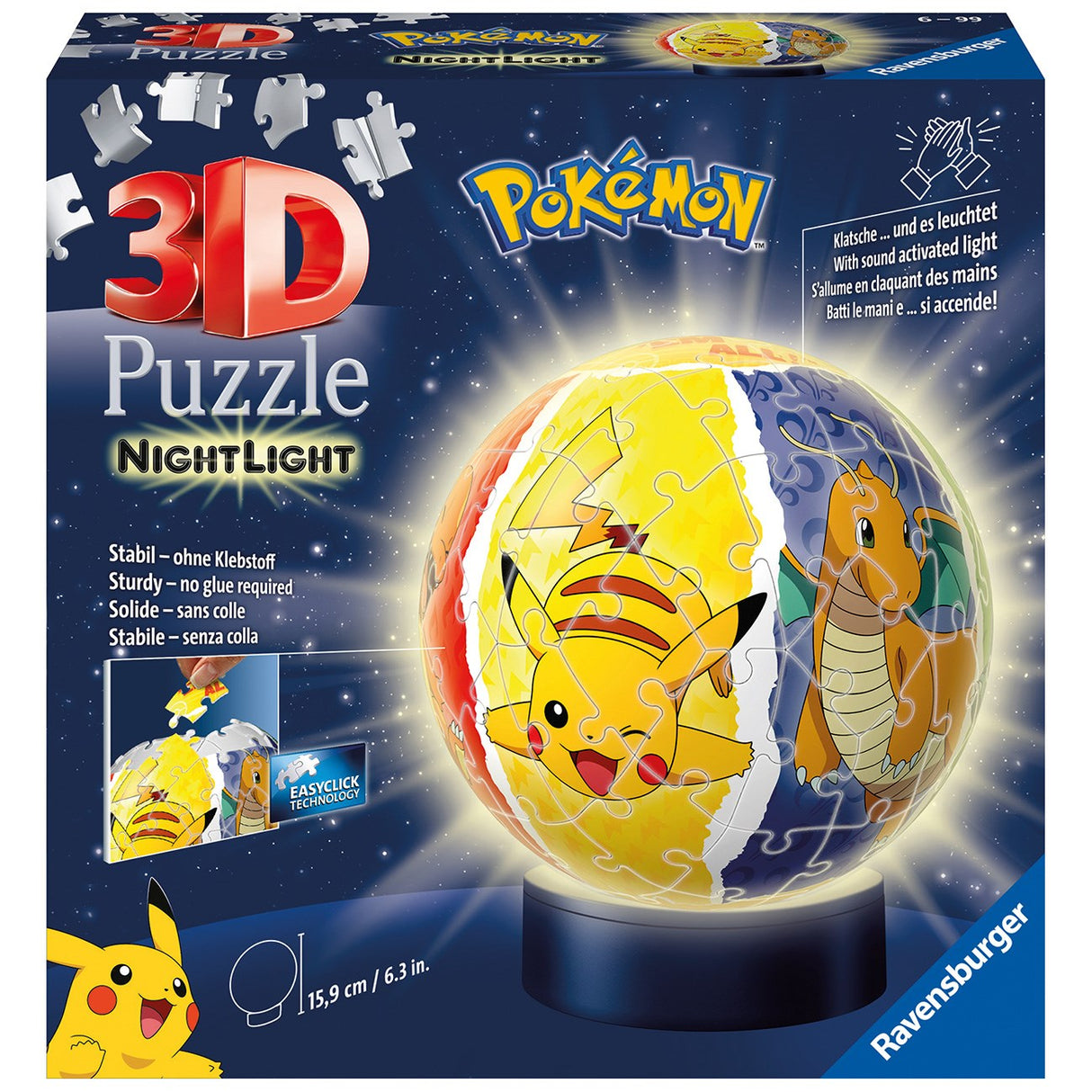 Ravensburger Pokémon Nattlampa 3D Boll 72p