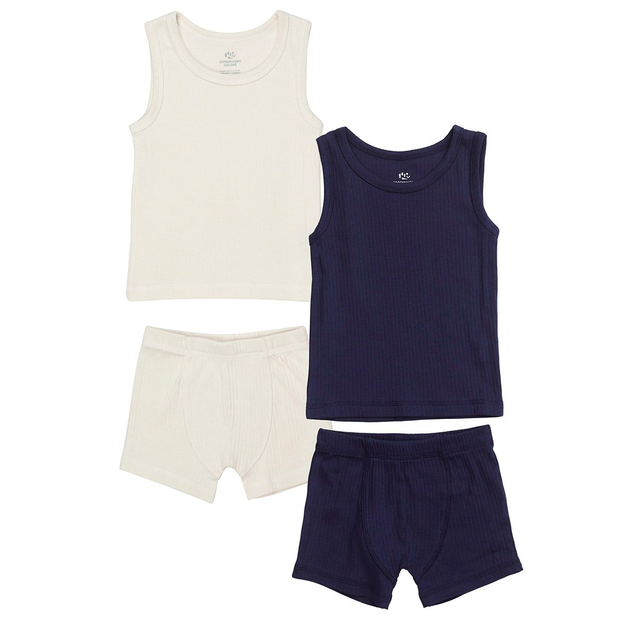 COPENHAGEN COLORS Navy/ Cream Comb. Kick Rib Jersey 2Pack Tank-Topp And Boxershorts