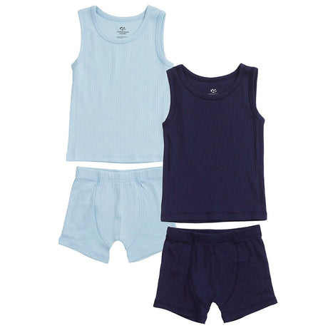 COPENHAGEN COLORS Lt.Blue/ Navy Comb. Core Rib Jersey 2Pack Tank-Topp And Boxershorts