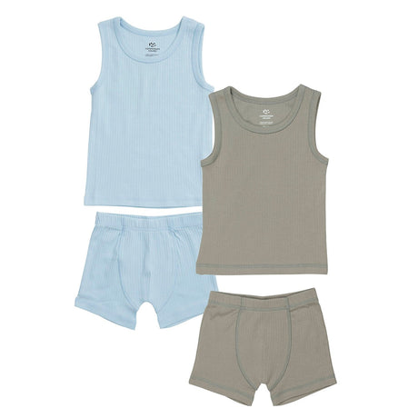 COPENHAGEN COLORS Lt. Grey/ Lt. Blue Comb. Core Rib Jersey 2Pack Tank-Topp And Boxershorts