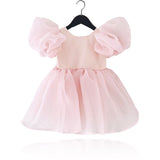 Dolly by Le Petit Tom DollyPink Dolly World V-Back Puff Sleeve Organza Tutu Klänning