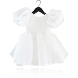 Dolly by Le Petit Tom White Dolly World V-Back Puff Sleeve Organza Tutu Klänning