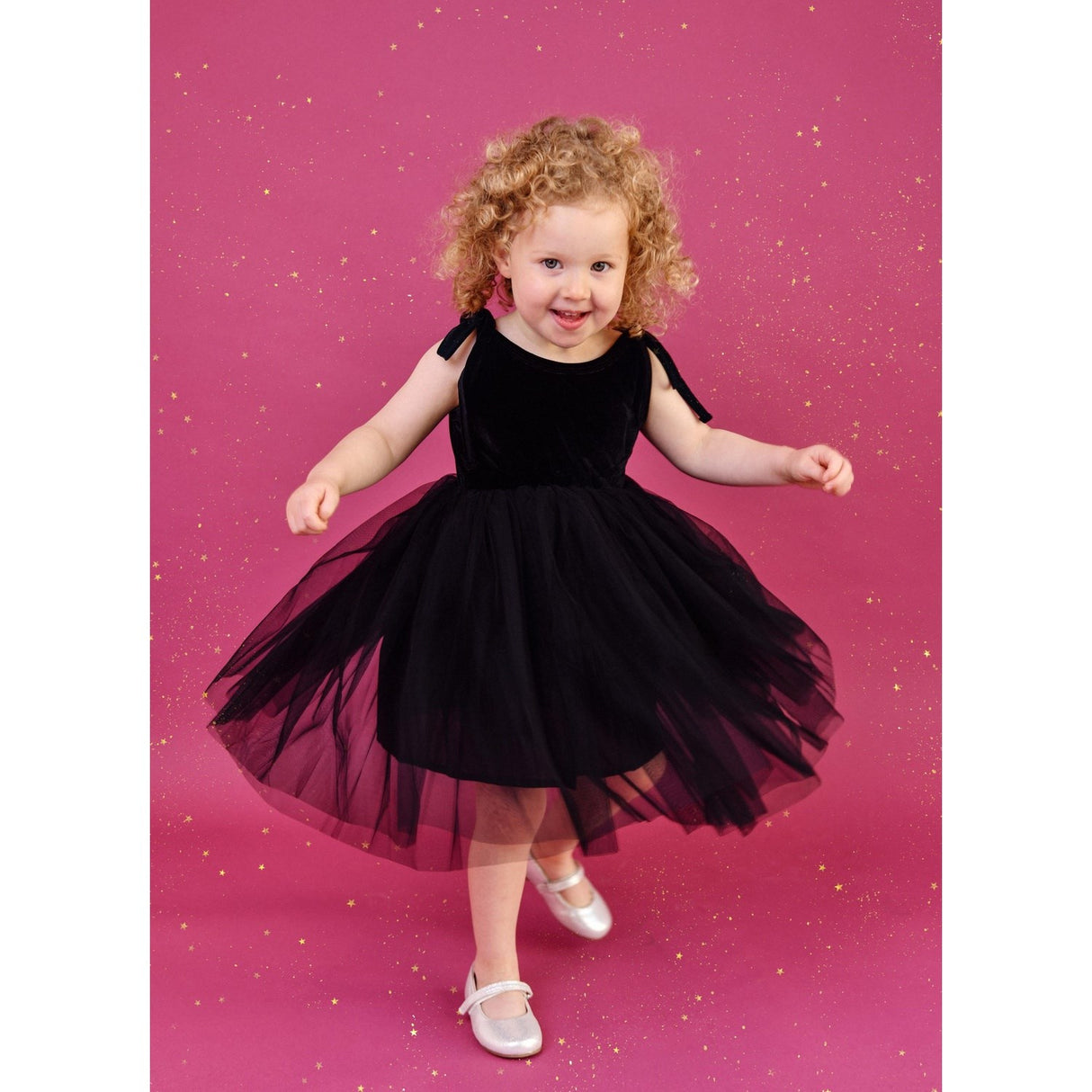 Dolly by Le Petit Tom Black Dolly Universe Velvet Cosmic Strings Tutu Klänning