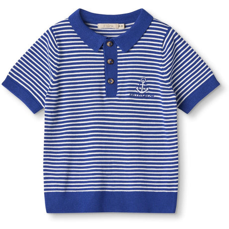 Fliink Mazerine Blue Cloud Dancer Stripe Anchor Stripe Ss Polo