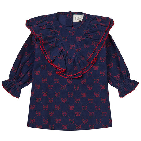 Flöss Navy/Ruby Red Bows Luna Klänning