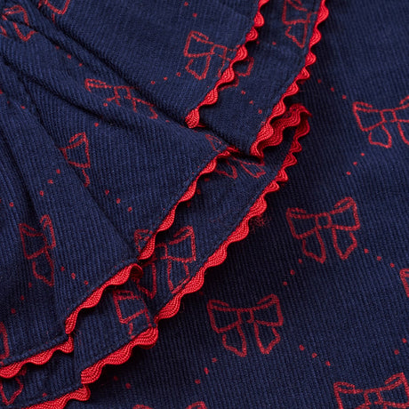 Flöss Navy/Ruby Red Bows Luna Klänning 2