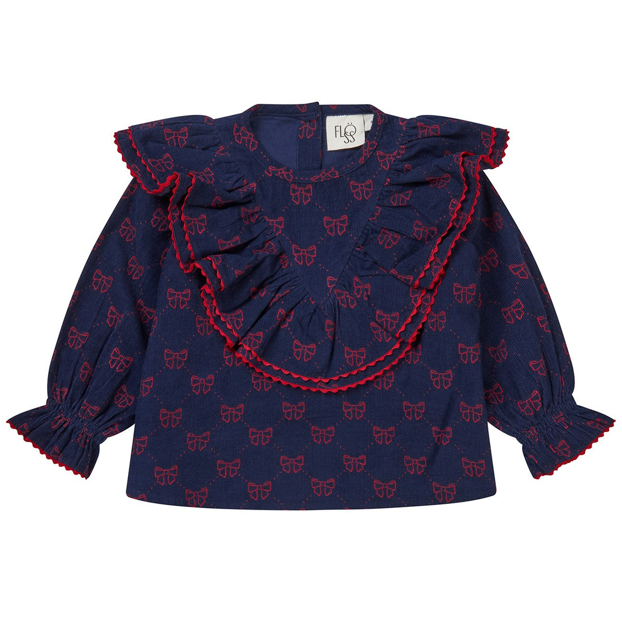 Flöss Navy/Ruby Red Bows Luna Blus
