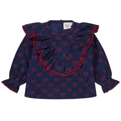 Flöss Navy/Ruby Red Bows Luna Blus