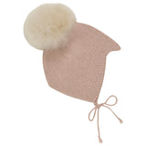 Huttelihut Mahogny Rose Bonnet Ull Stickad Alpacka Pompom