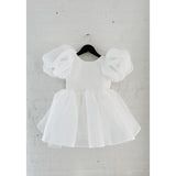 Dolly by Le Petit Tom White Dolly World V-Back Puff Sleeve Organza Tutu Klänning