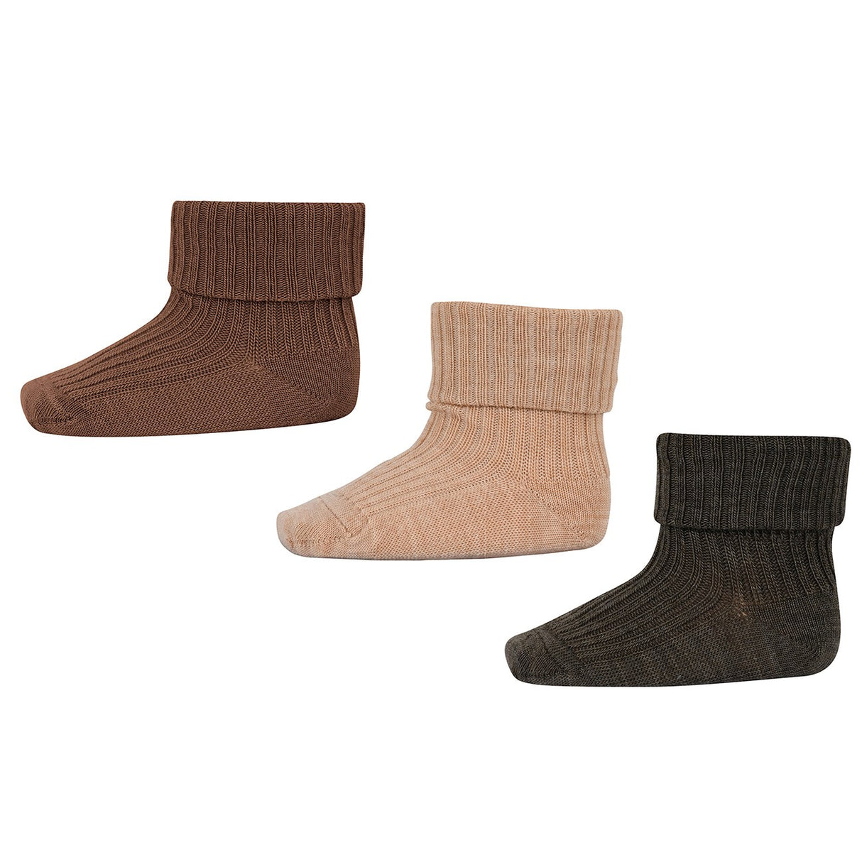 Mp Denmark Ribbade Ullstrumpor - 3-pack Camel Melange