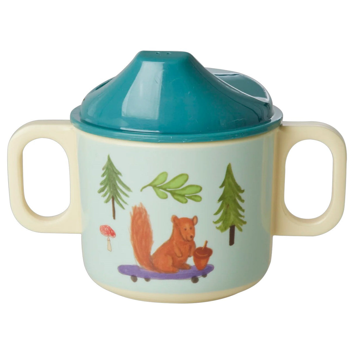 Rice   Melamine 2 Handle Baby Cup with Blue Happy Forest Print - 250 ml