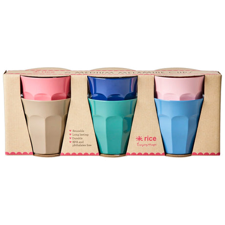 Rice   Melamine Cups A New York Minute Colors - Medium - 6 Pack - 250 ml