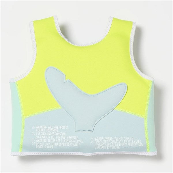 SunnyLife Simväst Salty the Shark Aqua Neon Yellow 7