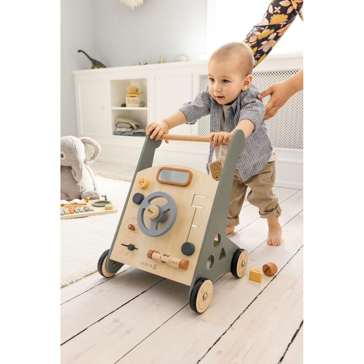 Sebra Wooden Activity Walker Bil
