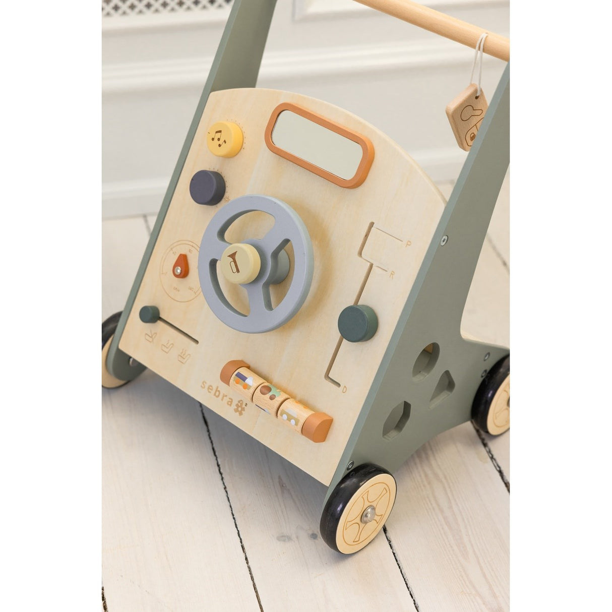 Sebra Wooden Activity Walker Bil