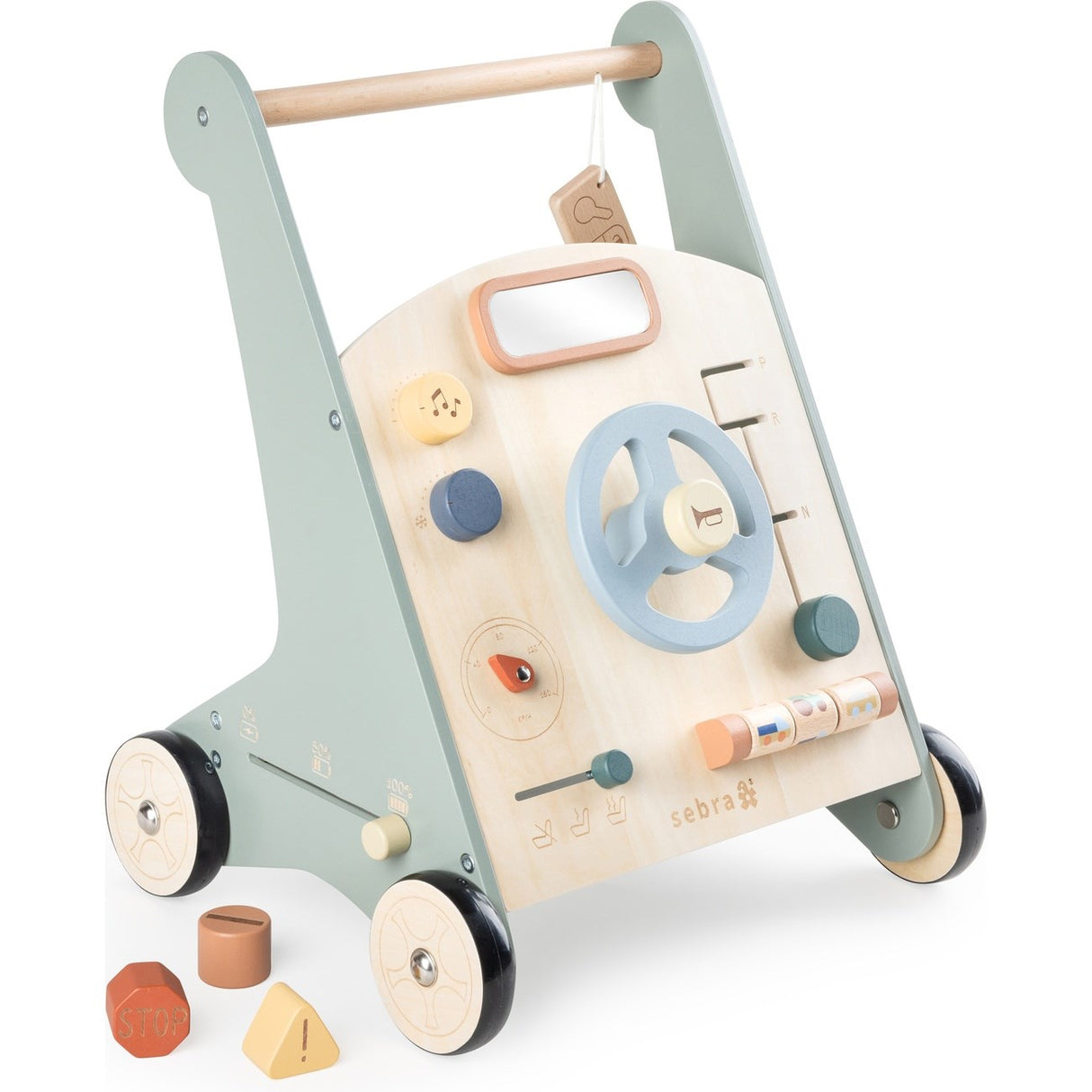 Sebra Wooden Activity Walker Bil