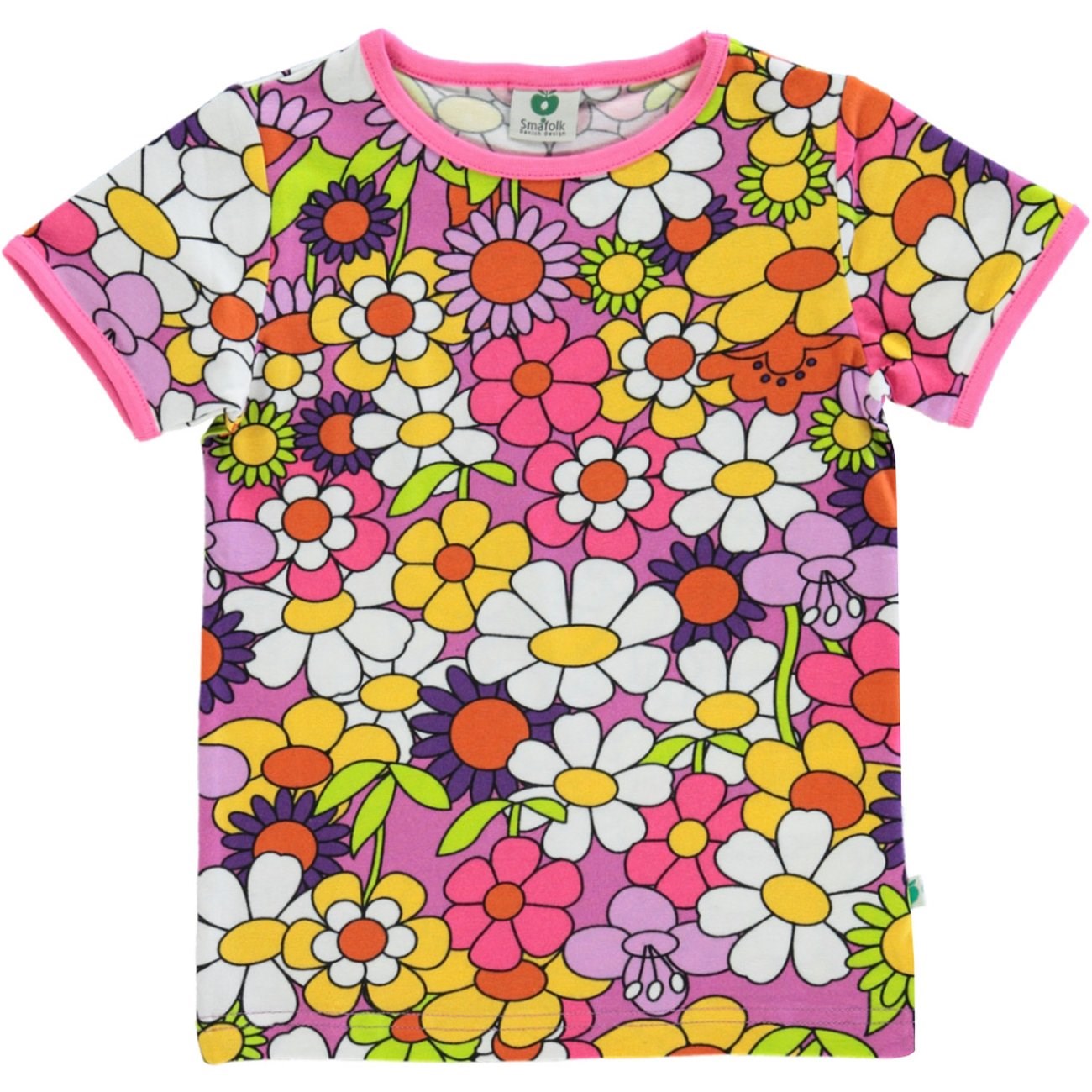 Småfolk Spring Pink T-shirt Med Blommor