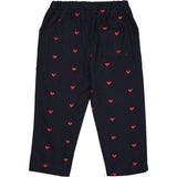 Copenhagen Colors Navy W. Red Hearts Twill Heart Byxor