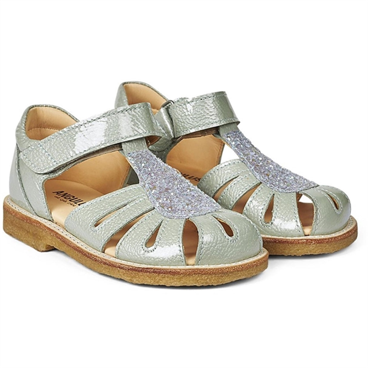 Angulus Sandal M. Kardborreband Mint/Mint glitter