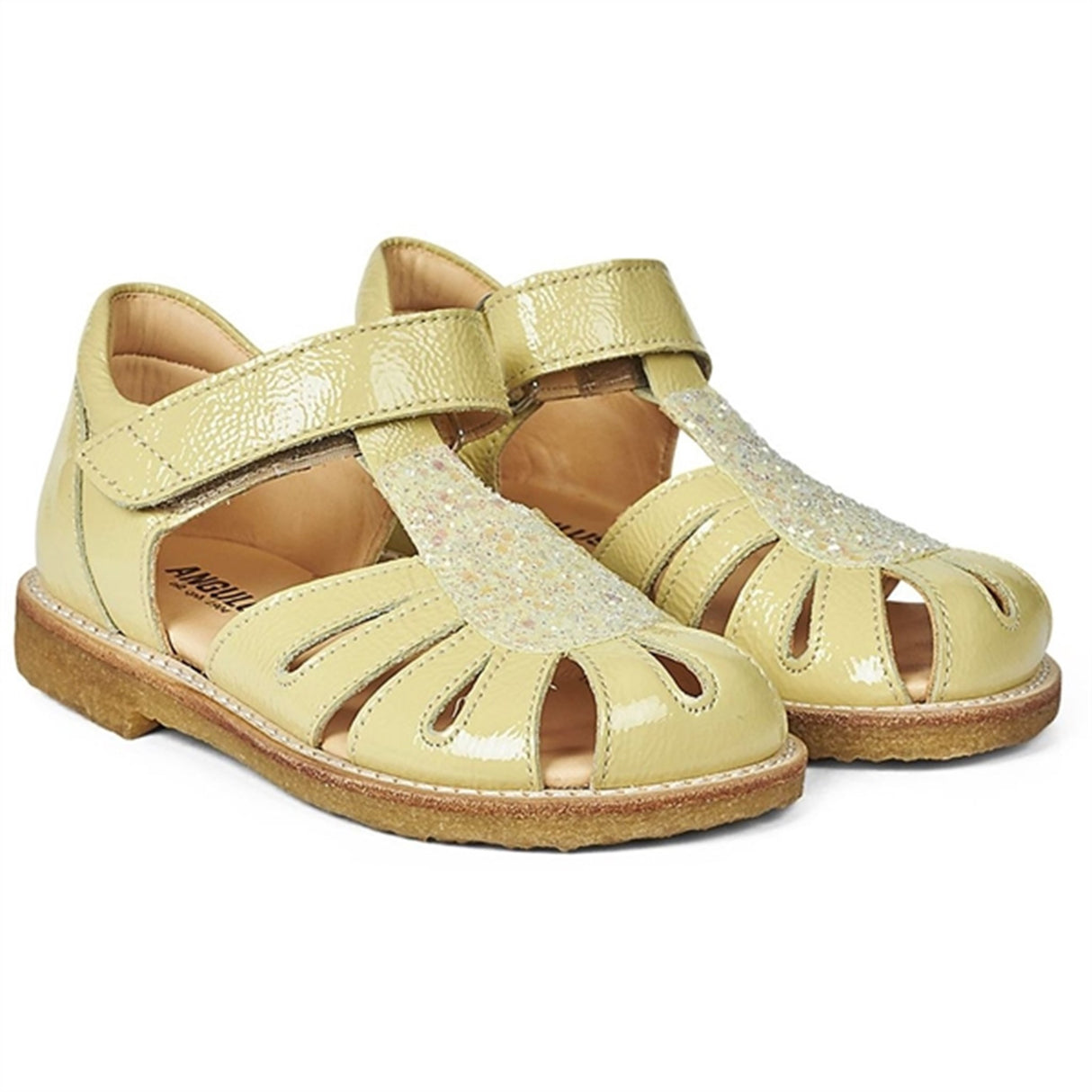 Angulus Sandal M. Kardborreband Ljusgult/Ljusgult Glitter