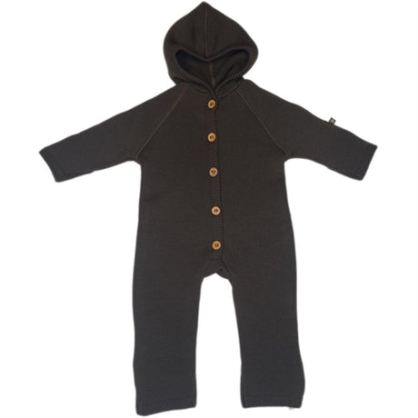 Smallstuff Ull Onesies med Knappar och Huva Brown