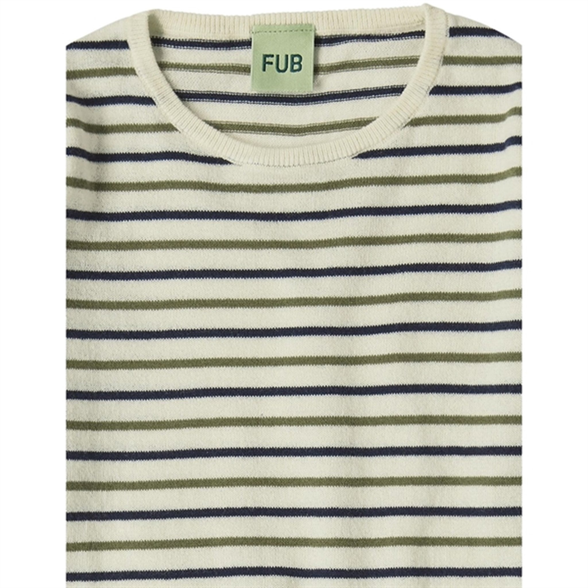 FUB Ecru/Dark Navy/Olive Contrast Striped Blus 2