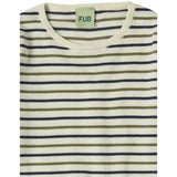 FUB Ecru/Dark Navy/Olive Contrast Striped Blus 2