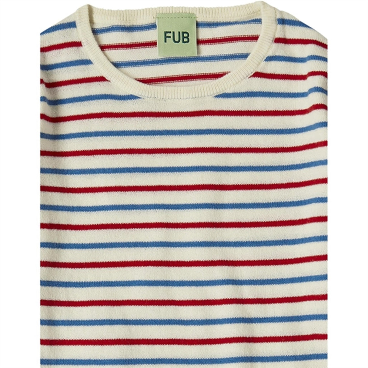 FUB Ecru/Azure/Crimson Red Contrast Striped Blus 2