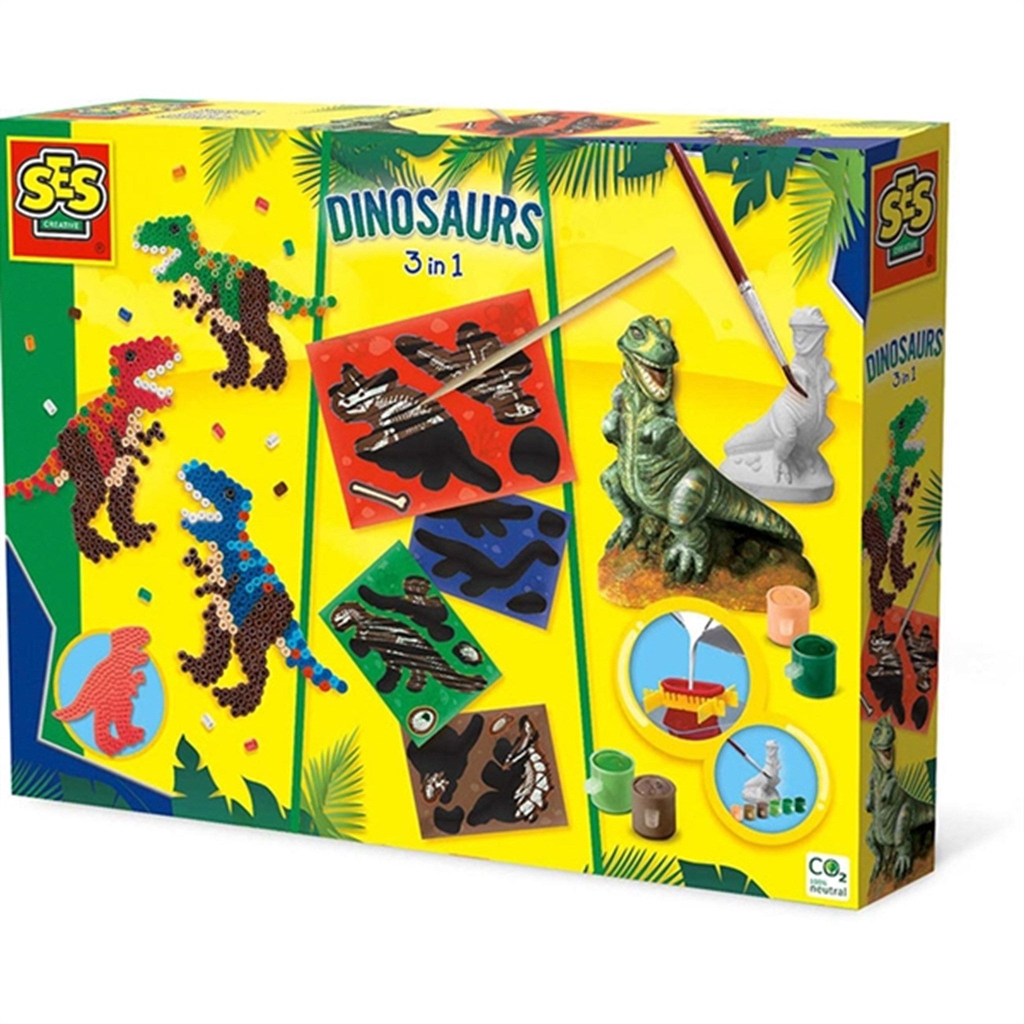 SES Creative - Støb og mal - Dinosaurus 3-i-1