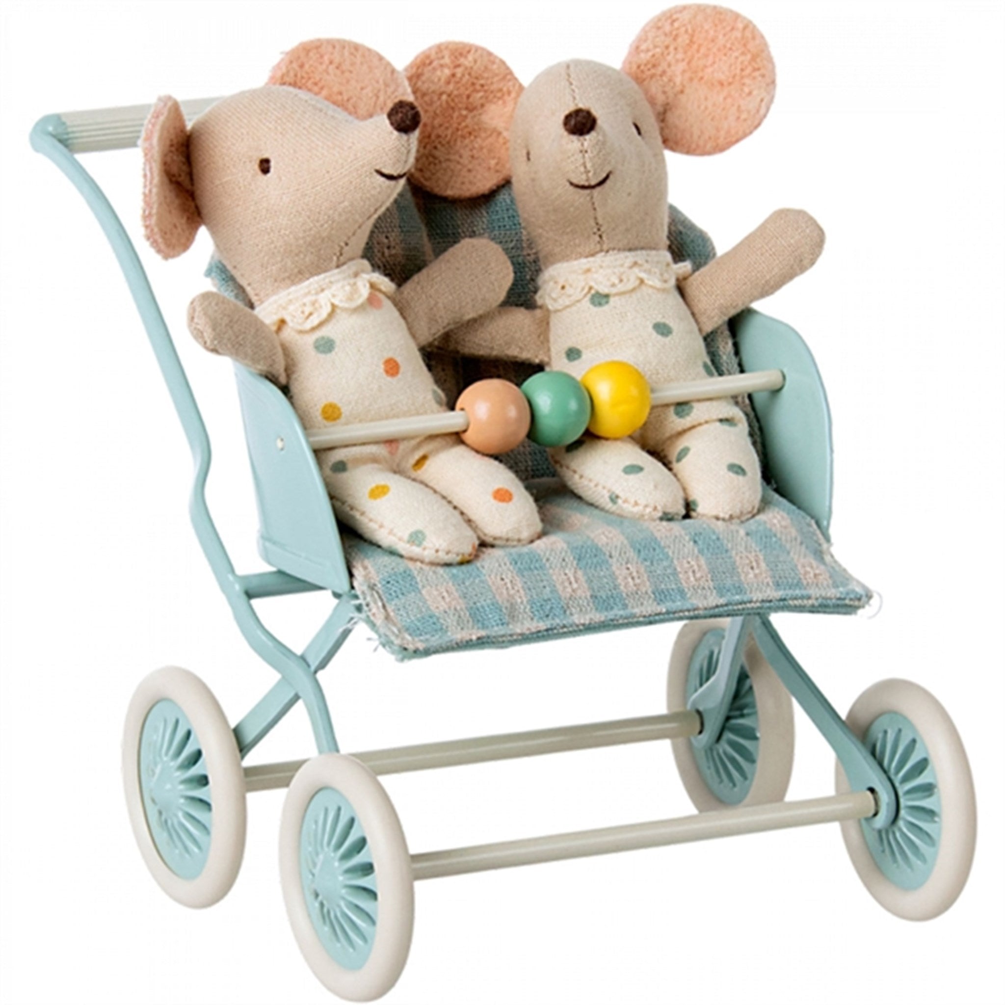 Maileg Barnvagn Baby Mouse Mint 4