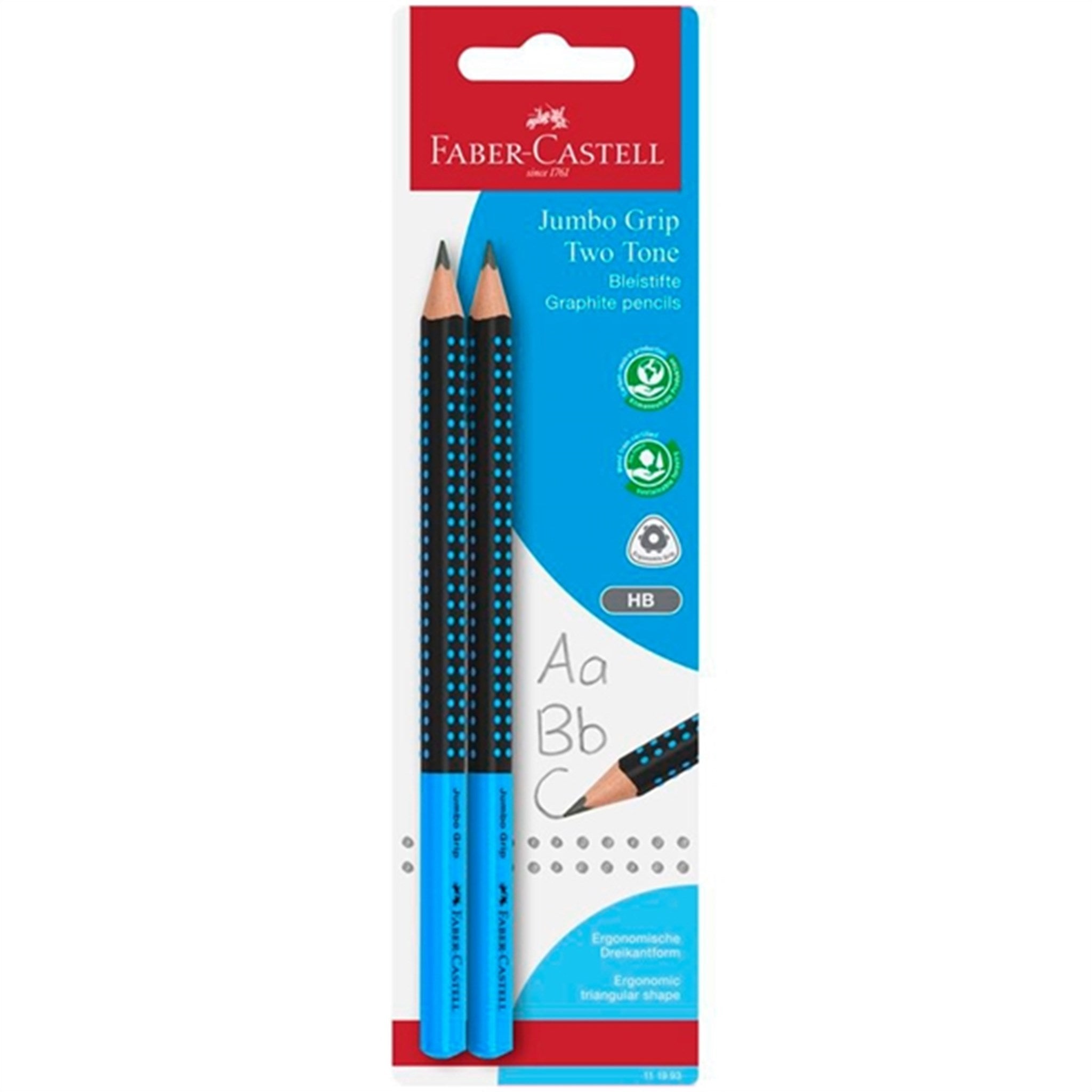 Faber Castell Jumbo Grip Pencils 2x2 Blå