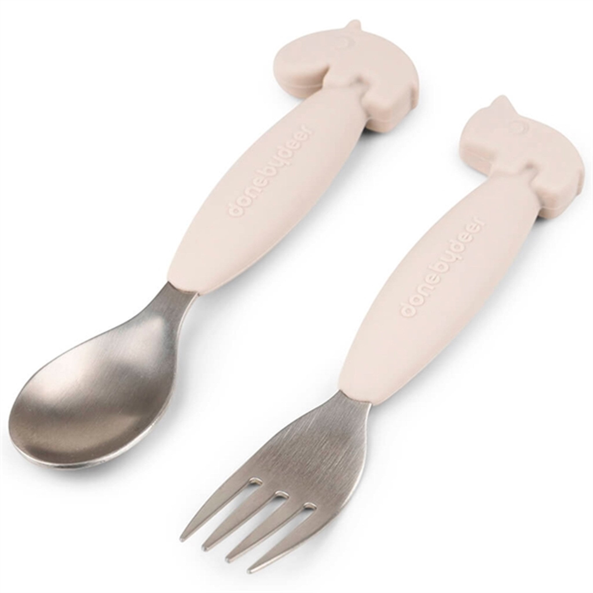 Done by Deer Easy Grip Spoon and Fork Set Sand 3