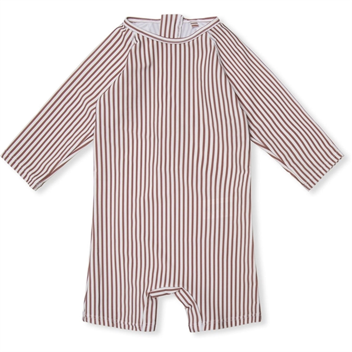 MINI A TURE Goldie Printed UV50 Onesies Acorn Brown Stripes