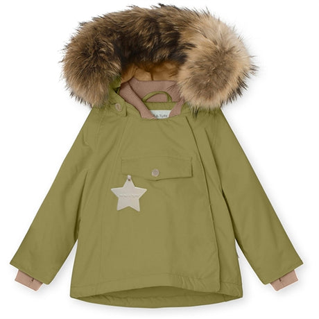 MINI A TURE Wang Fleece Fur Vinterjacka Mosstone