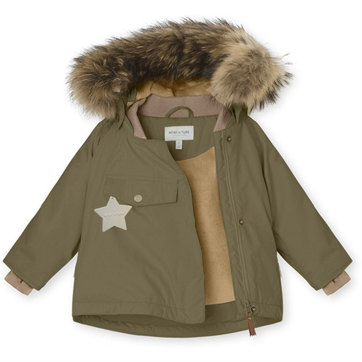 MINI A TURE Wang Fleece Fur Vinterjacka Capers Green 3