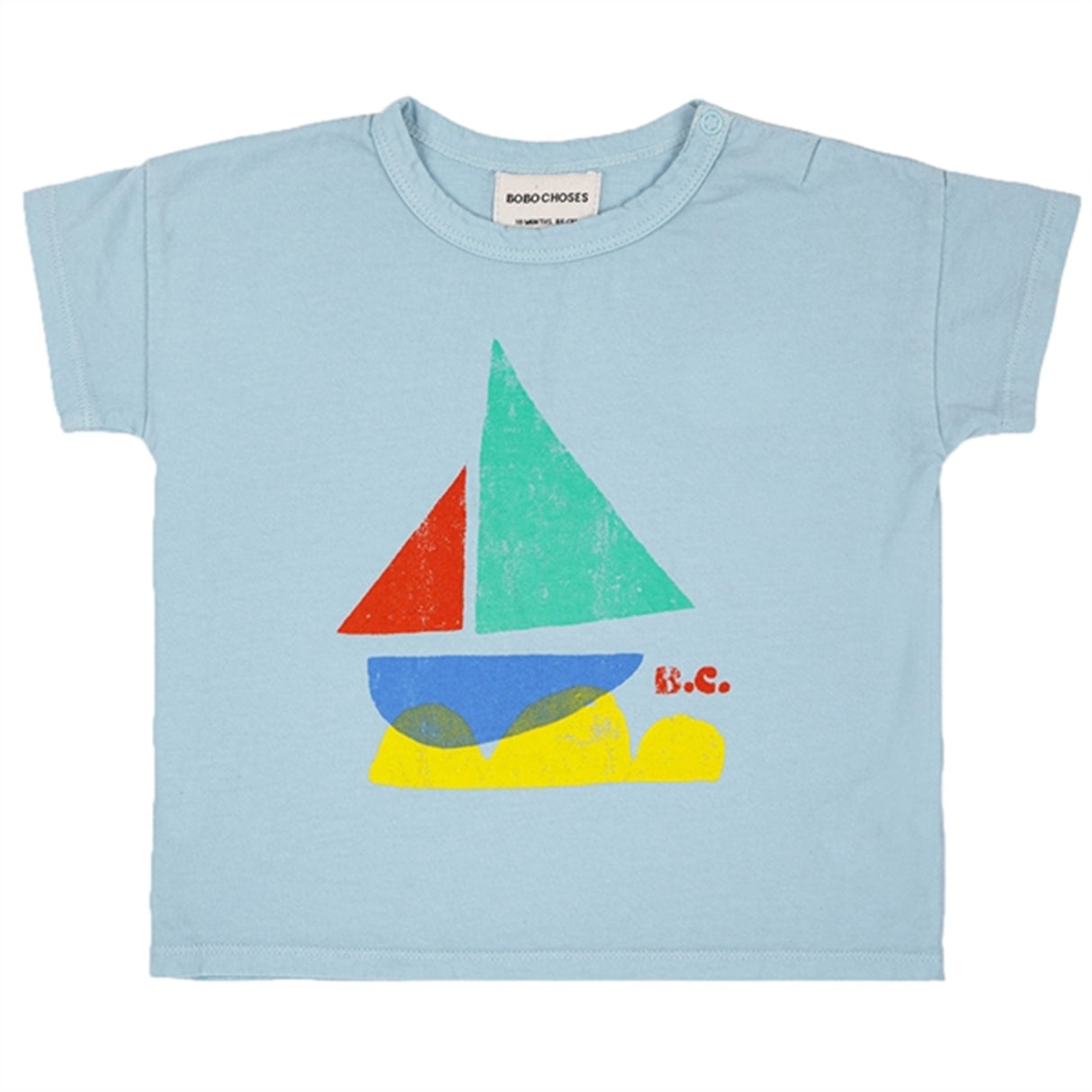 Bobo Choses Light Blue Multicor Sail Boat T-Shirt
