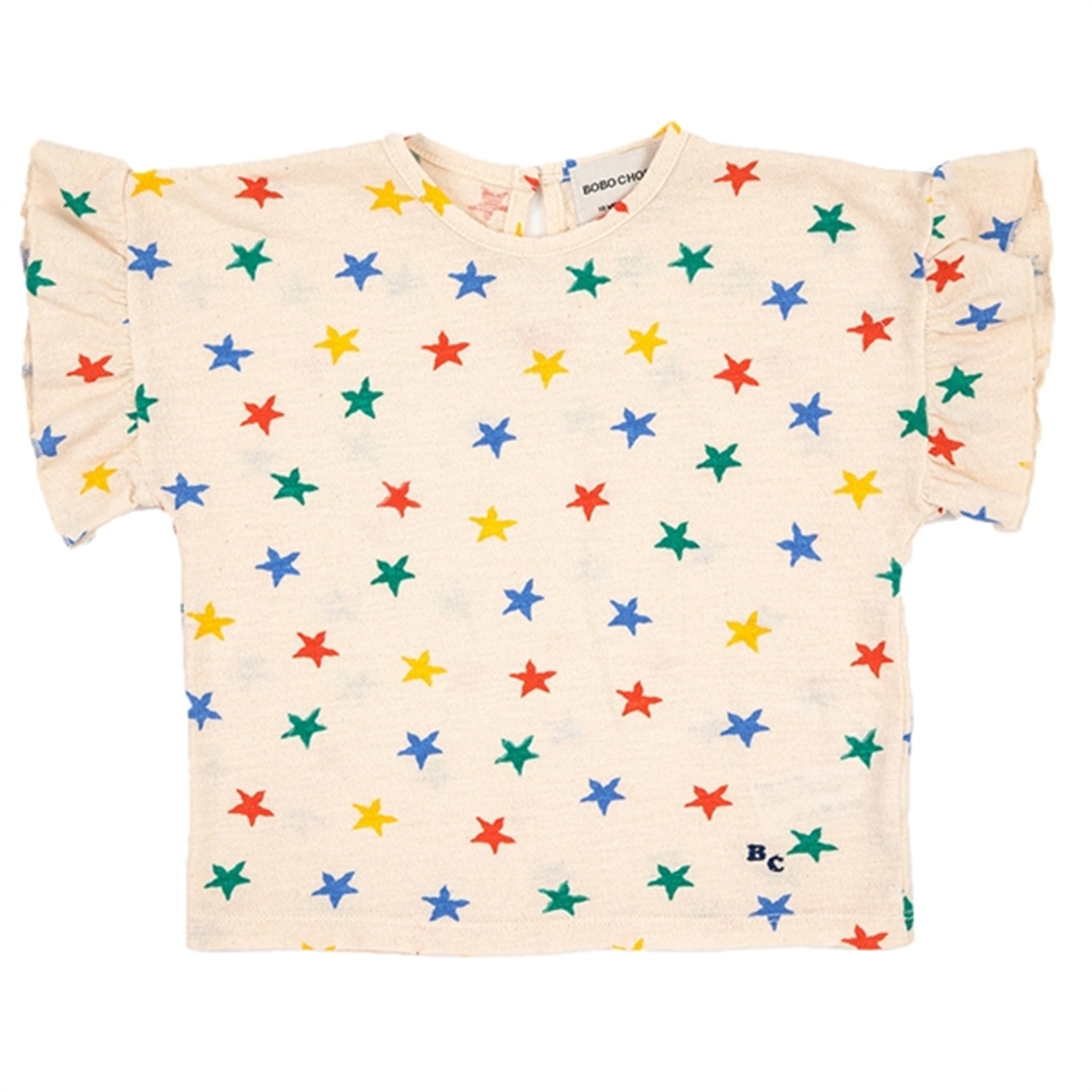 Bobo Choses Offwhite Multicolor Stars All Över Ruffle T-Shirt