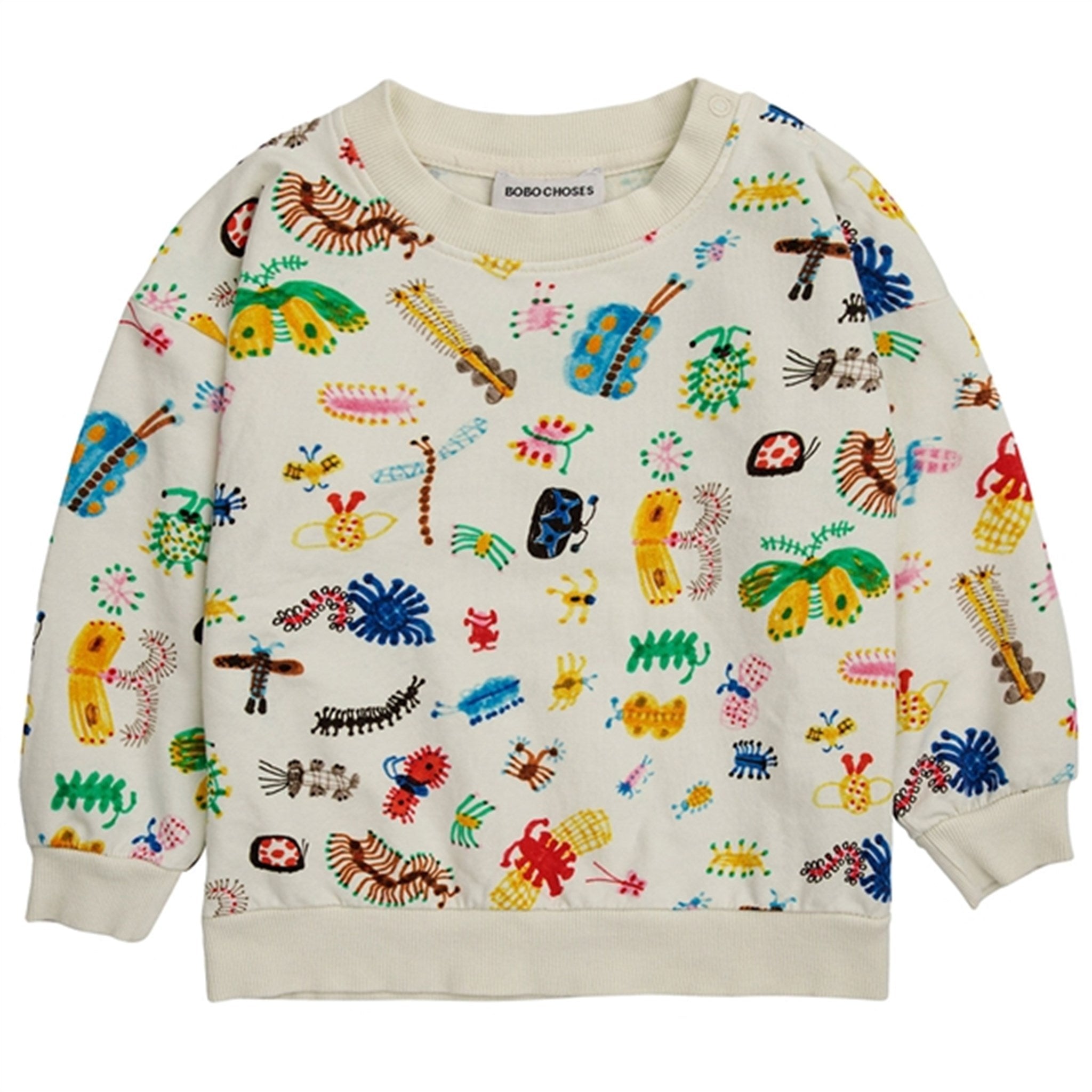 Bobo Choses Bebis Funny Insects All Över Sweatshirt Round Neck Offwhite