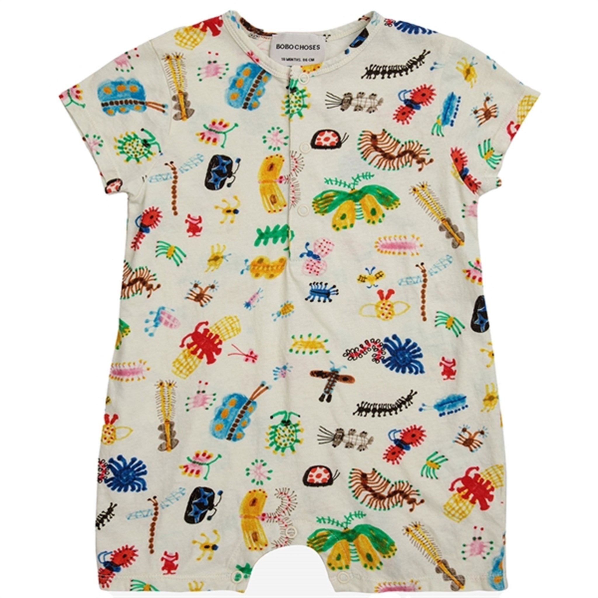Bobo Choses Bebis Fuuny Insects All Över Playsuit Short Sleeve Offwhite