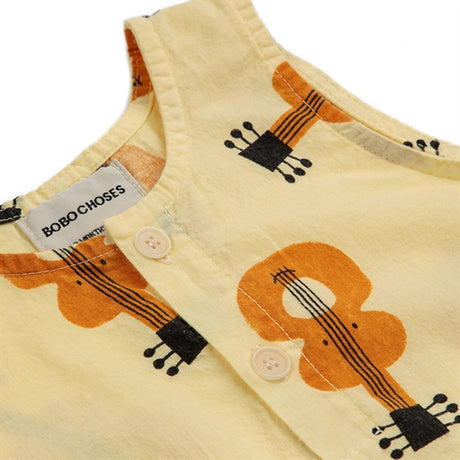 Bobo Choses Bebis Acoustic Guitar All Över Woven Playsuit Sleeveless Light Yellow